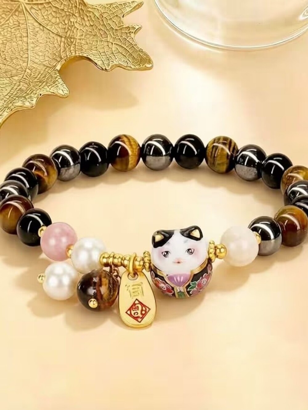 Crystal Beads Cat Bracelet